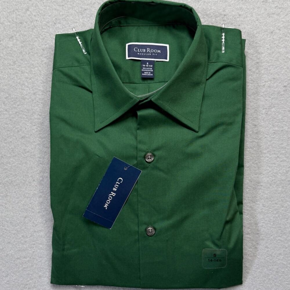 Club Room Men's Regular-Fit Dress Shirt, Rich Evergreen Small 14-14.5 $50